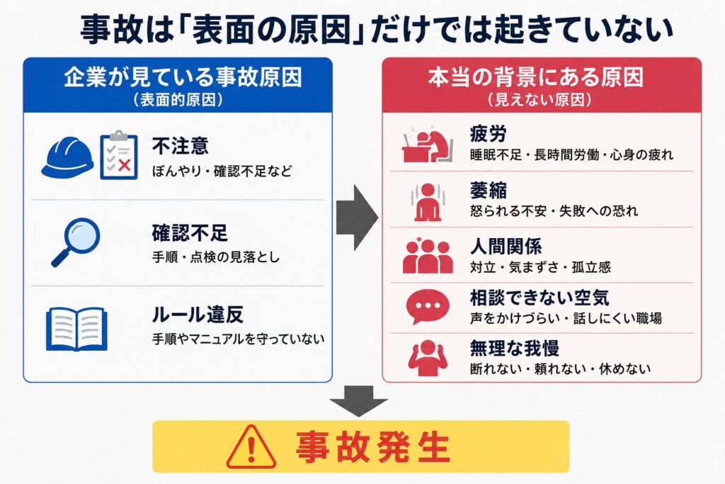 表面と背景の事故原因分析